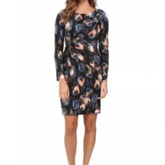 NYDJ | Melting Ikat Multicolor Formal Midi Length Long Sleeve Dress GUC Size 6 K - Picture 1 of 8